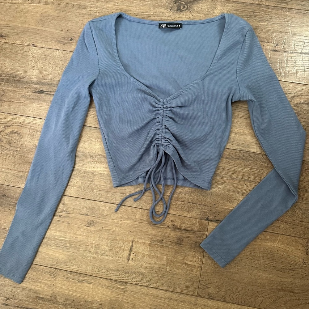 Blue cropped long sleeve